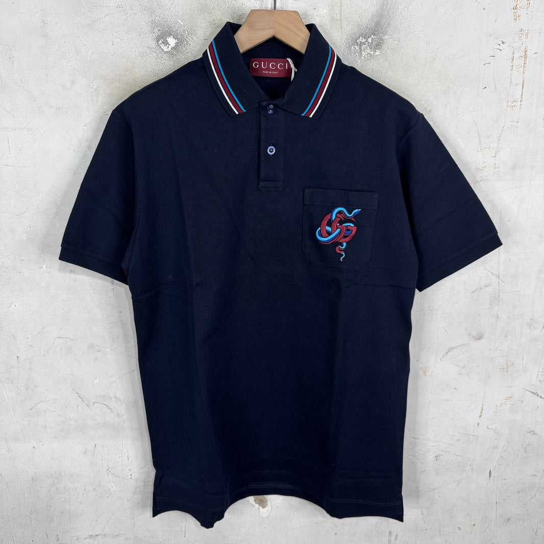 Gucci Snake Interlock Navy Polo