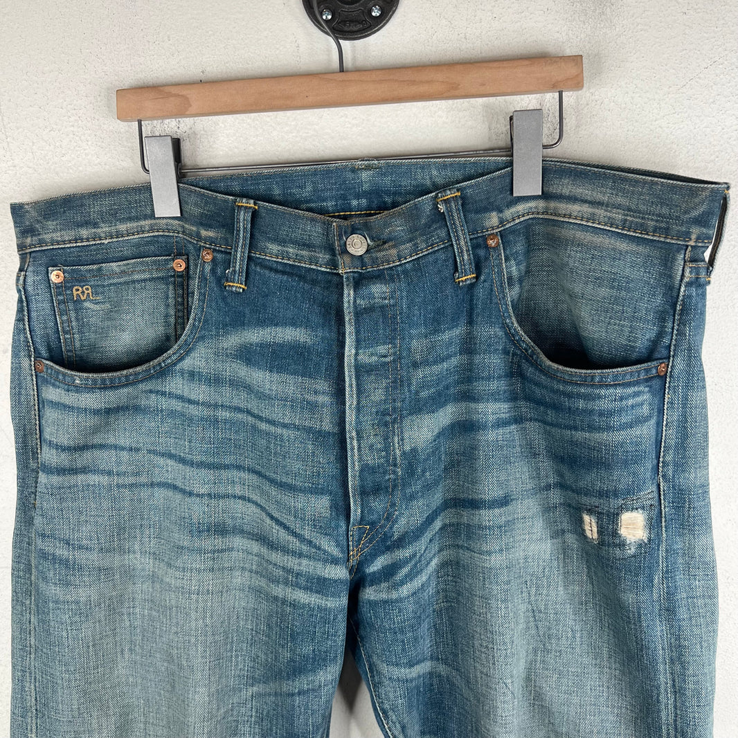 RRL Blue Washed Repaired Jeans