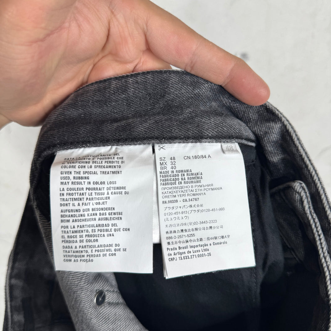 Prada Washed Charcoal Plaqued Carpenter Jeans