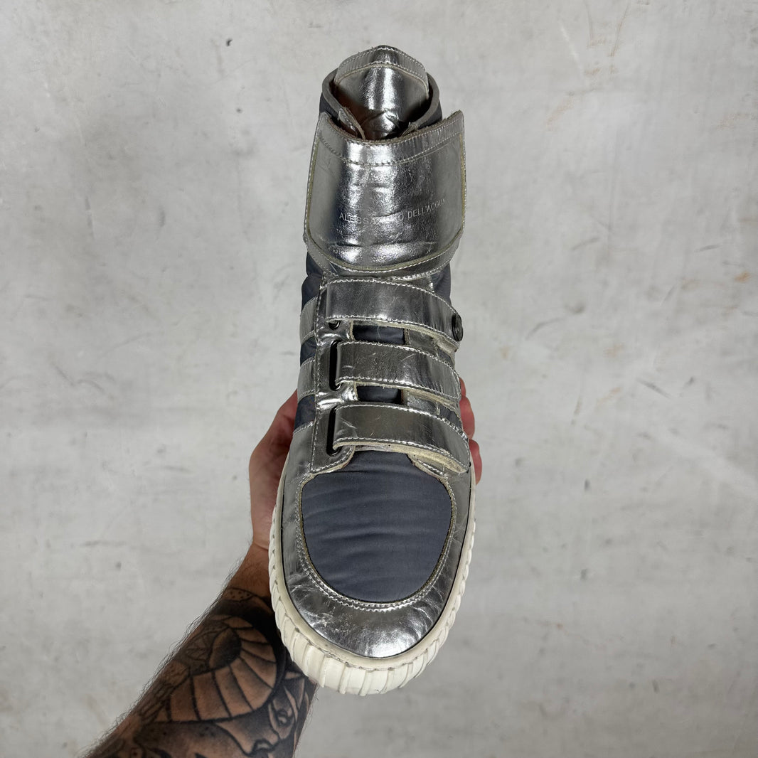 Allesandro Dellacqua Silver Strapped High Sneakers
