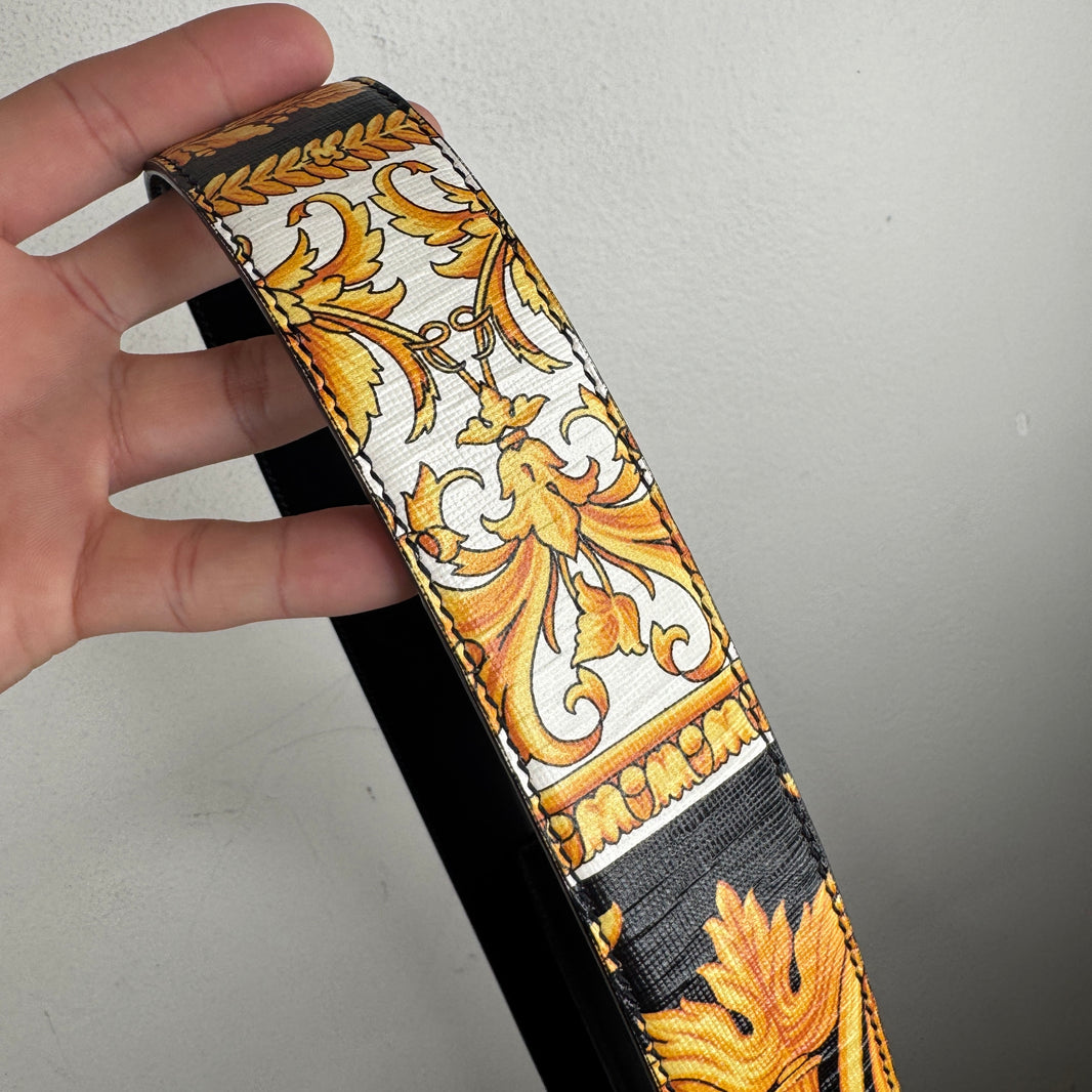 Versace Medusa Floral Print Belt