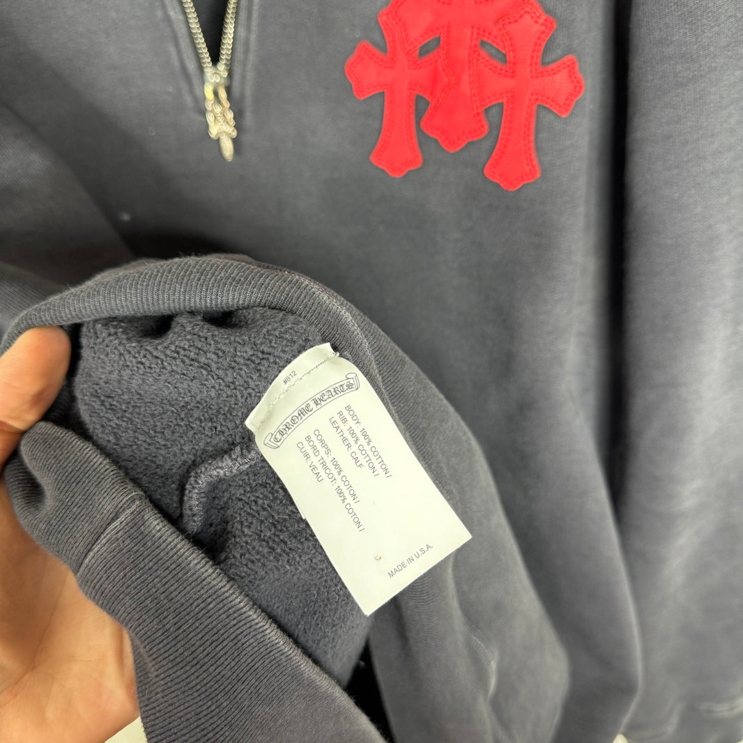 Chrome Hearts Navy Paperjam Quarter Zip