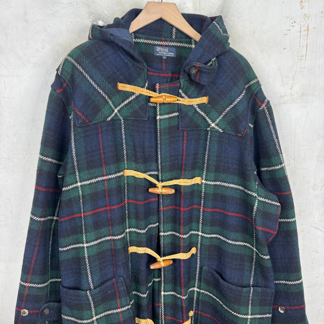 Ralph Lauren Wool Plaid Long Clasped Coat