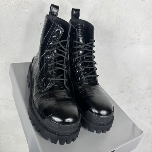 Balenciaga Leather Croc Strike Boots