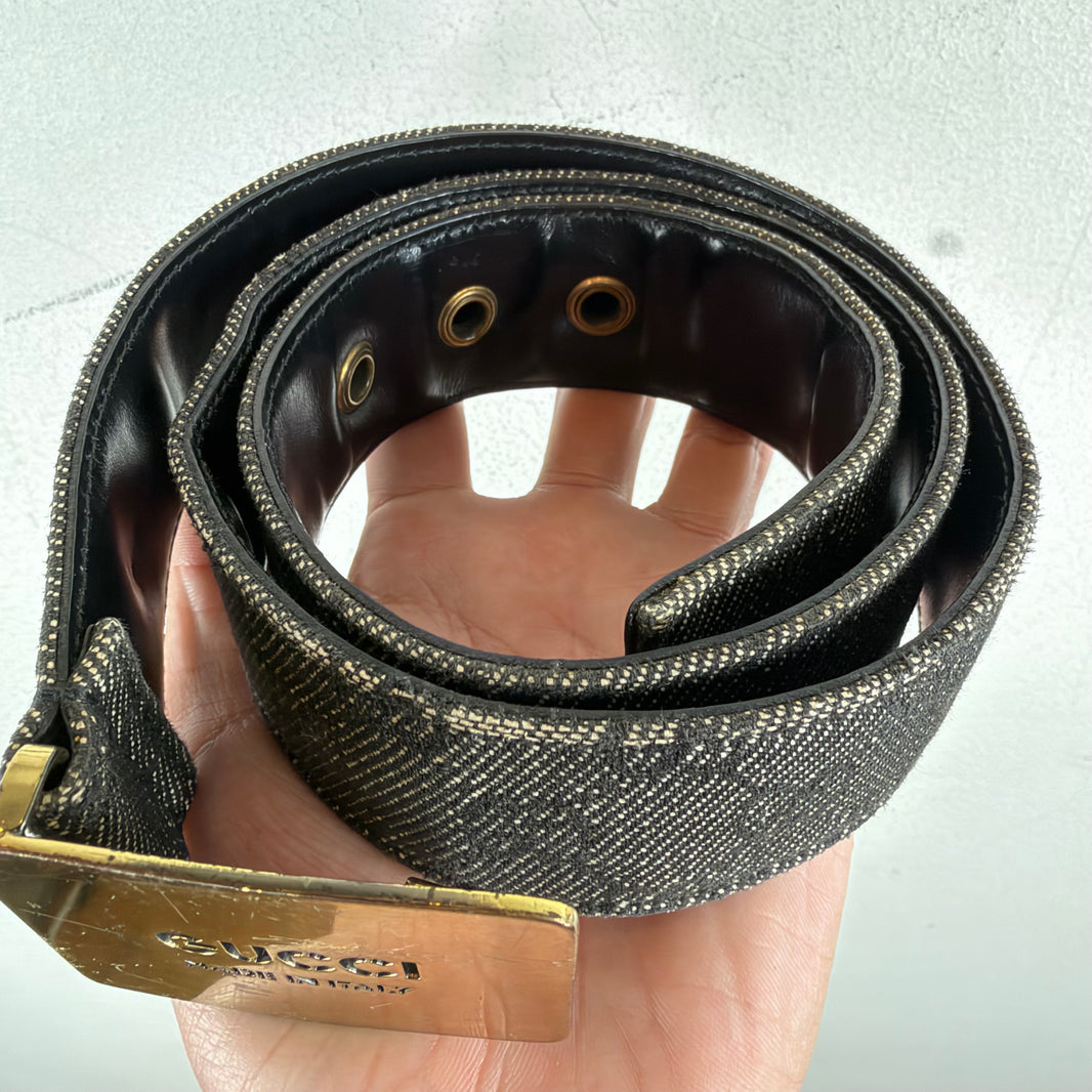 Gucci Denim Monogram Belt
