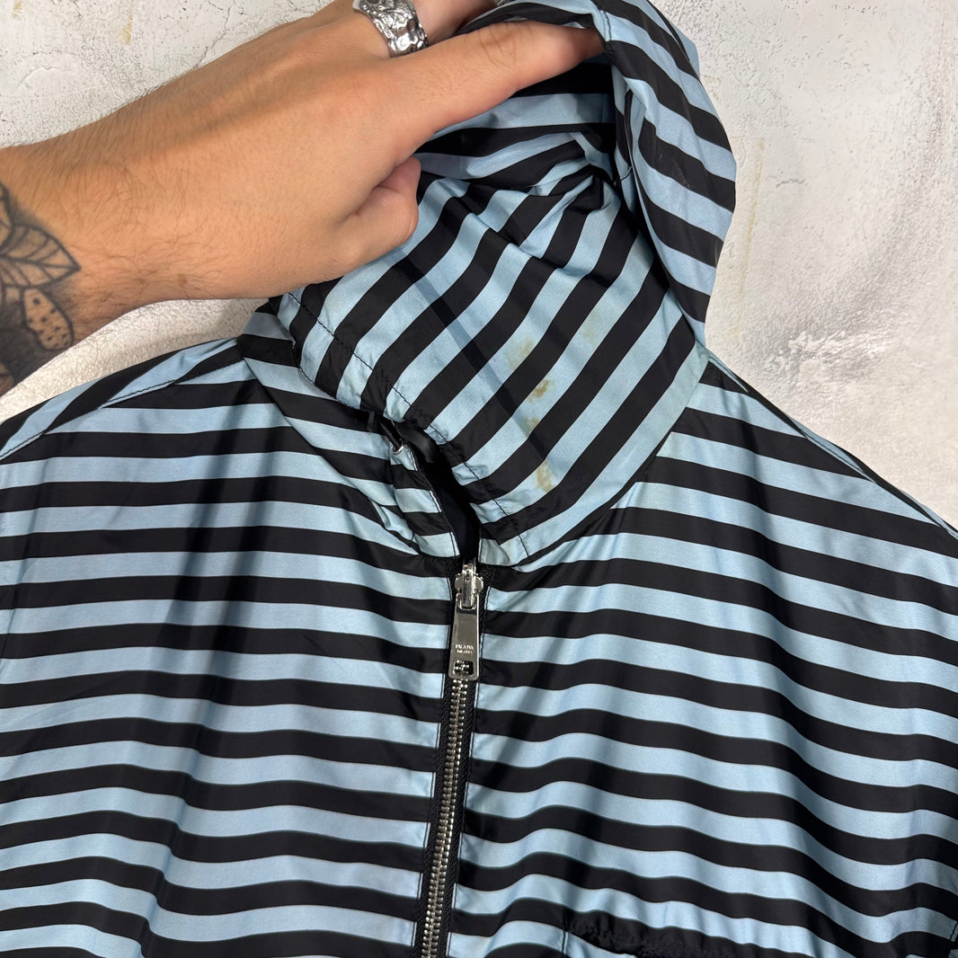 Prada Renylon Striped Reversible Windbreaker