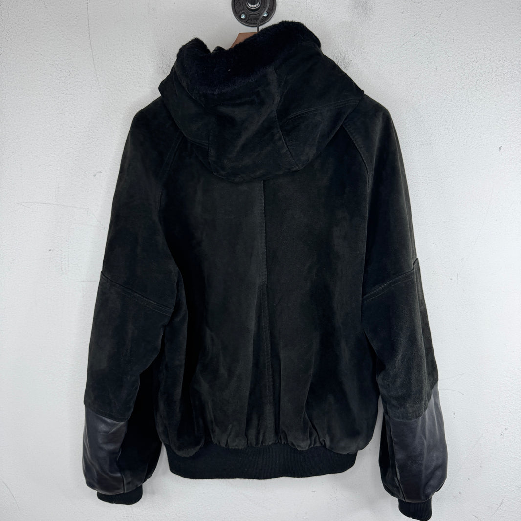 Vintage Leather/Suede Hooded Zip Jacket