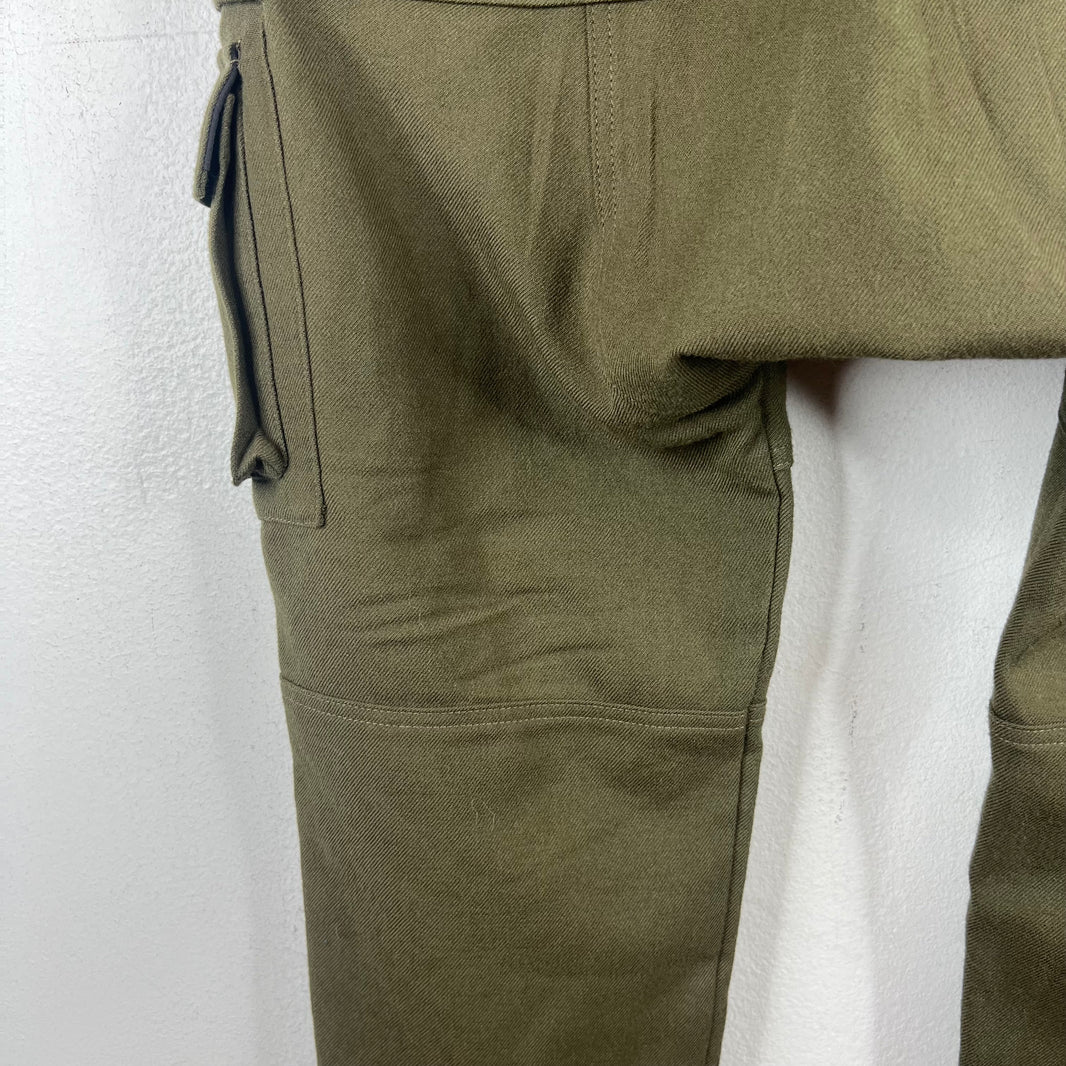 Balmain Green Wool Moto Cargo Pants