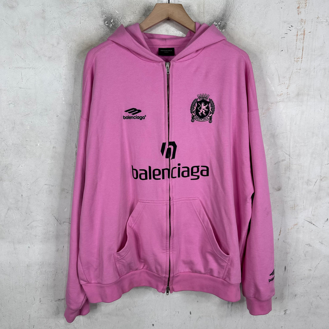Balenciaga Pink Paris Soccer Zip Hoodie