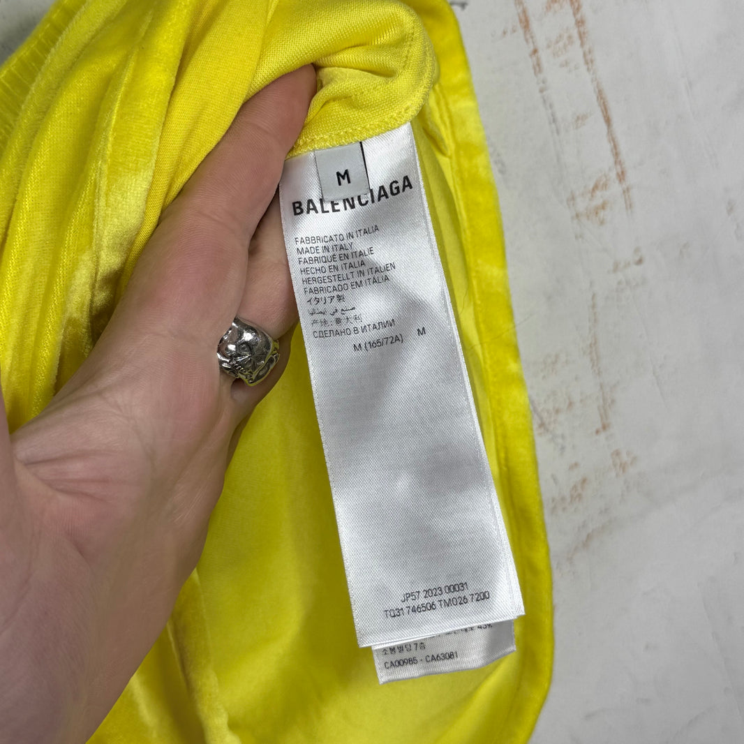 Balenciaga Velour Shorts Yellow