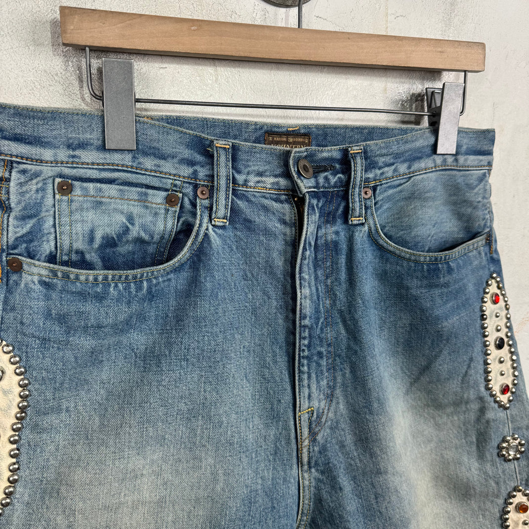 Kapital Rhinestone Studded Jean Shorts