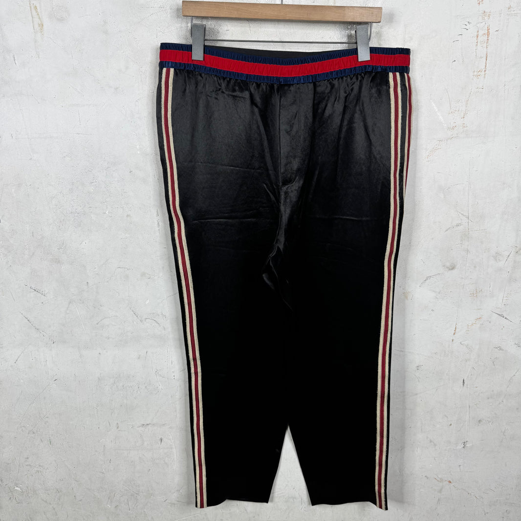 Gucci Black Stripped Satin Pants