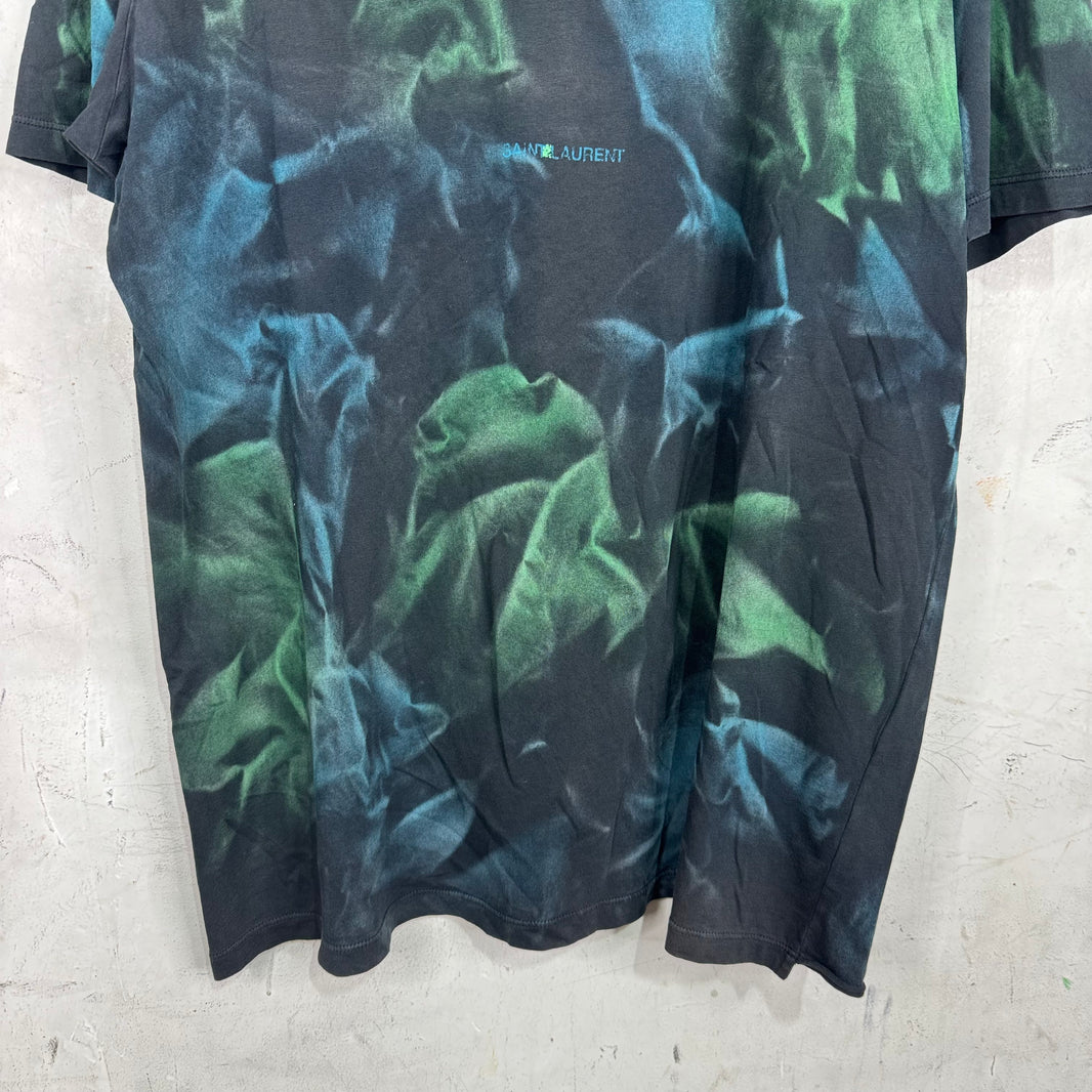Saint Laurent Blue/Green Dye Logo T-Shirt