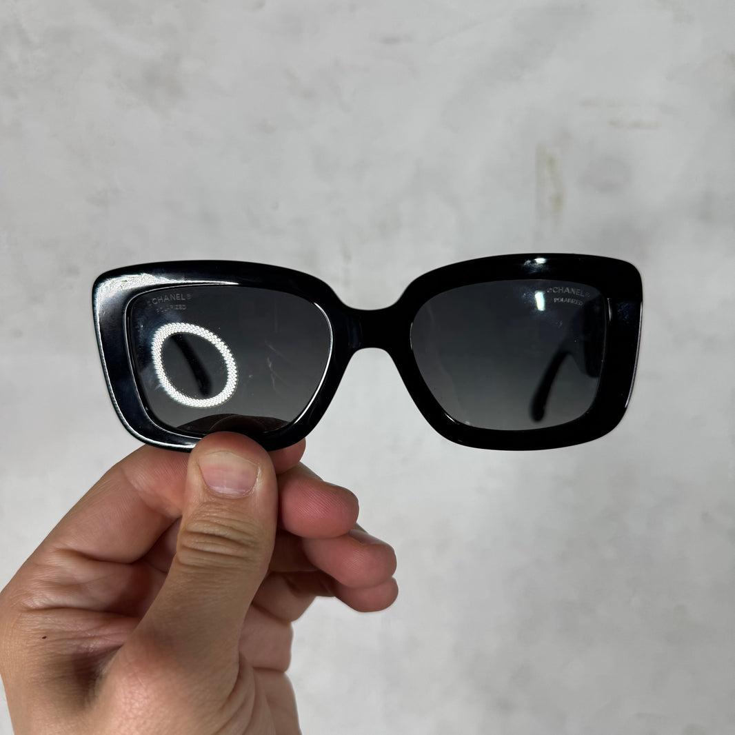 Chanel 5473-Q Scrunched Leather Sunglasses