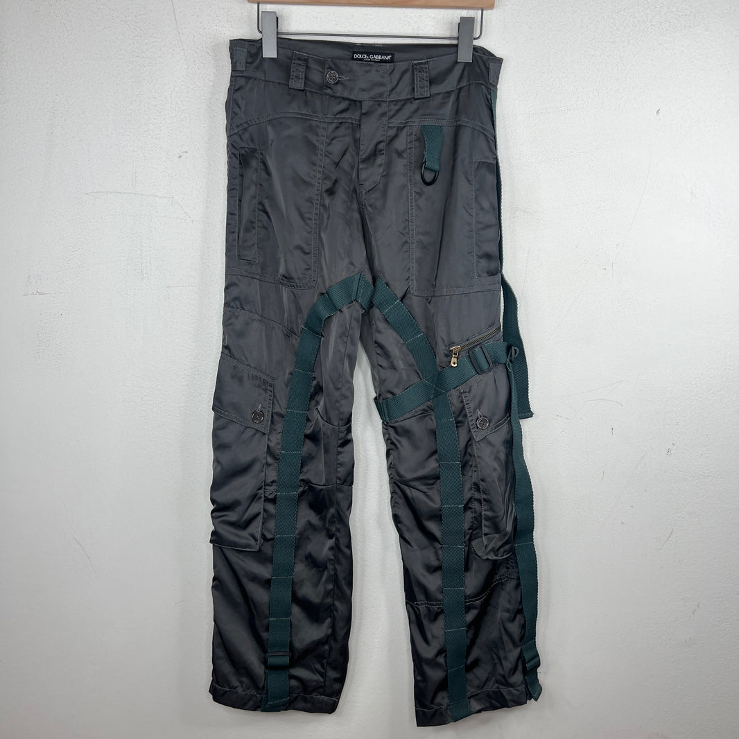 Dolce & Gabbana Grey Polyamide Bondage Pants