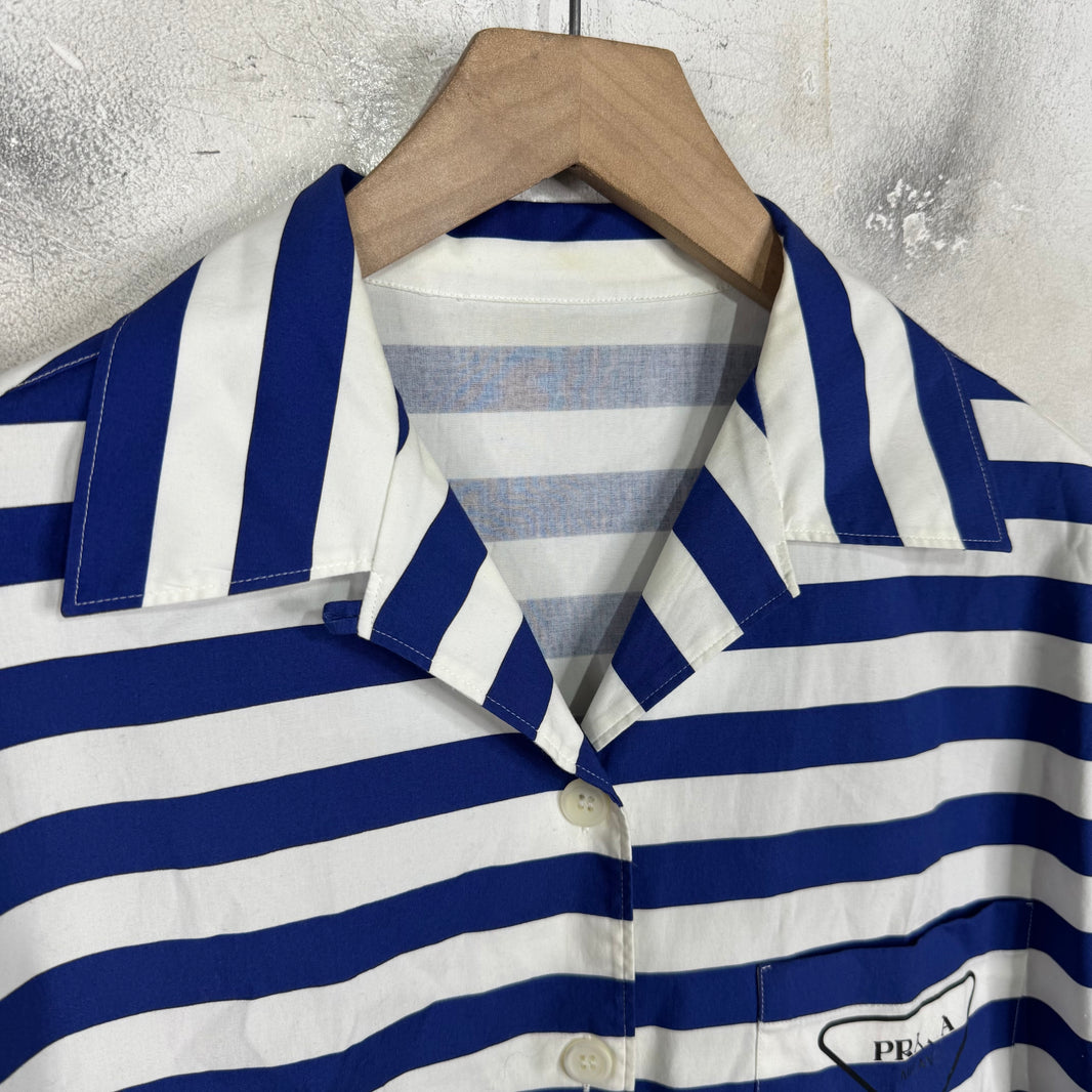 Prada Blue Striped Logo Shirt