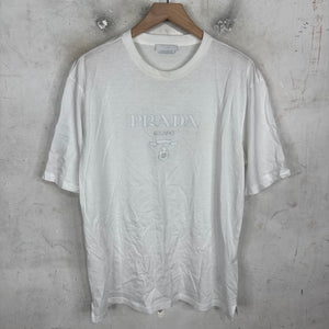 Prada White Rubberized Crest Logo T-Shirt