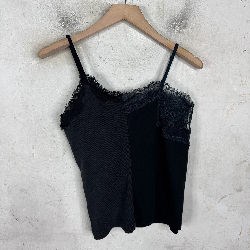 Balenciaga Split Reconstructed Lace Trim Top