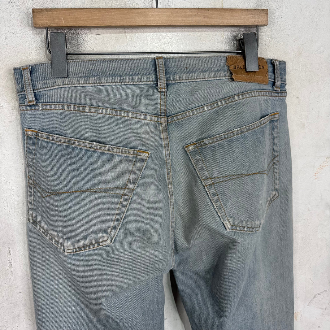 Balenciaga Smoked Muddy Wash Straight Legged Jeans