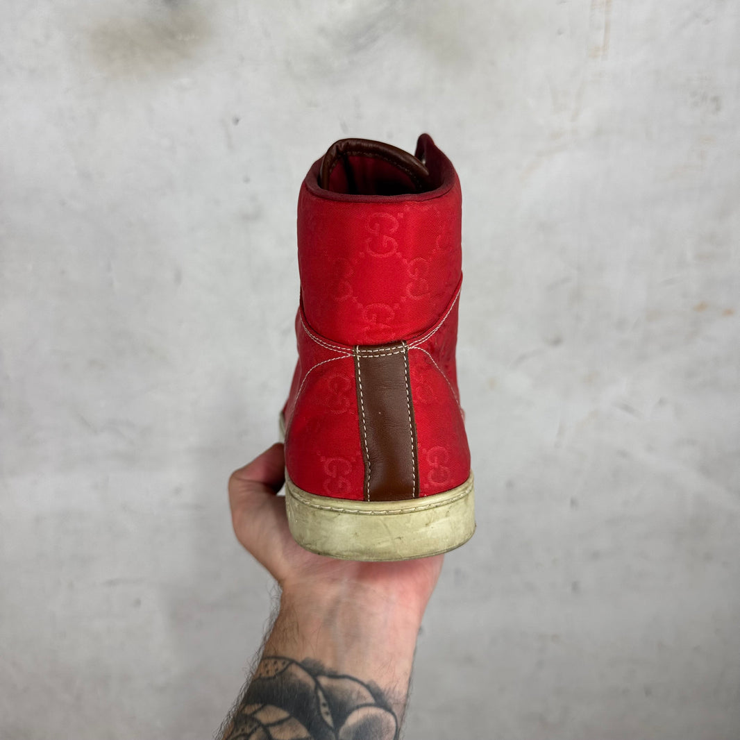 Gucci Red Nylon Monogram Sneakers