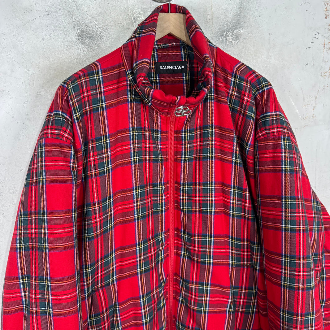 Balenciaga Tartan Plaid Padded Jacket