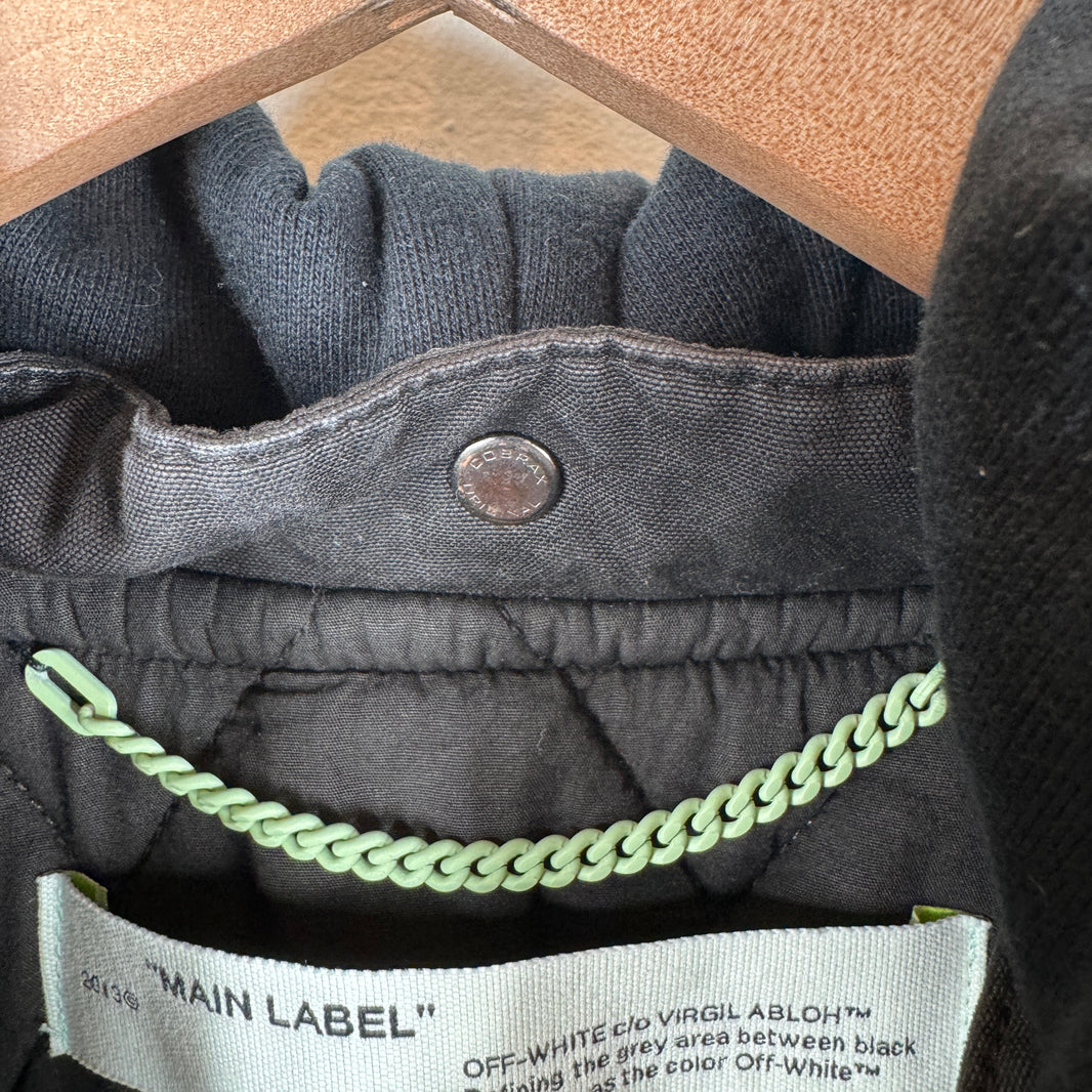 Off White Black Hooded Bomber Jacket