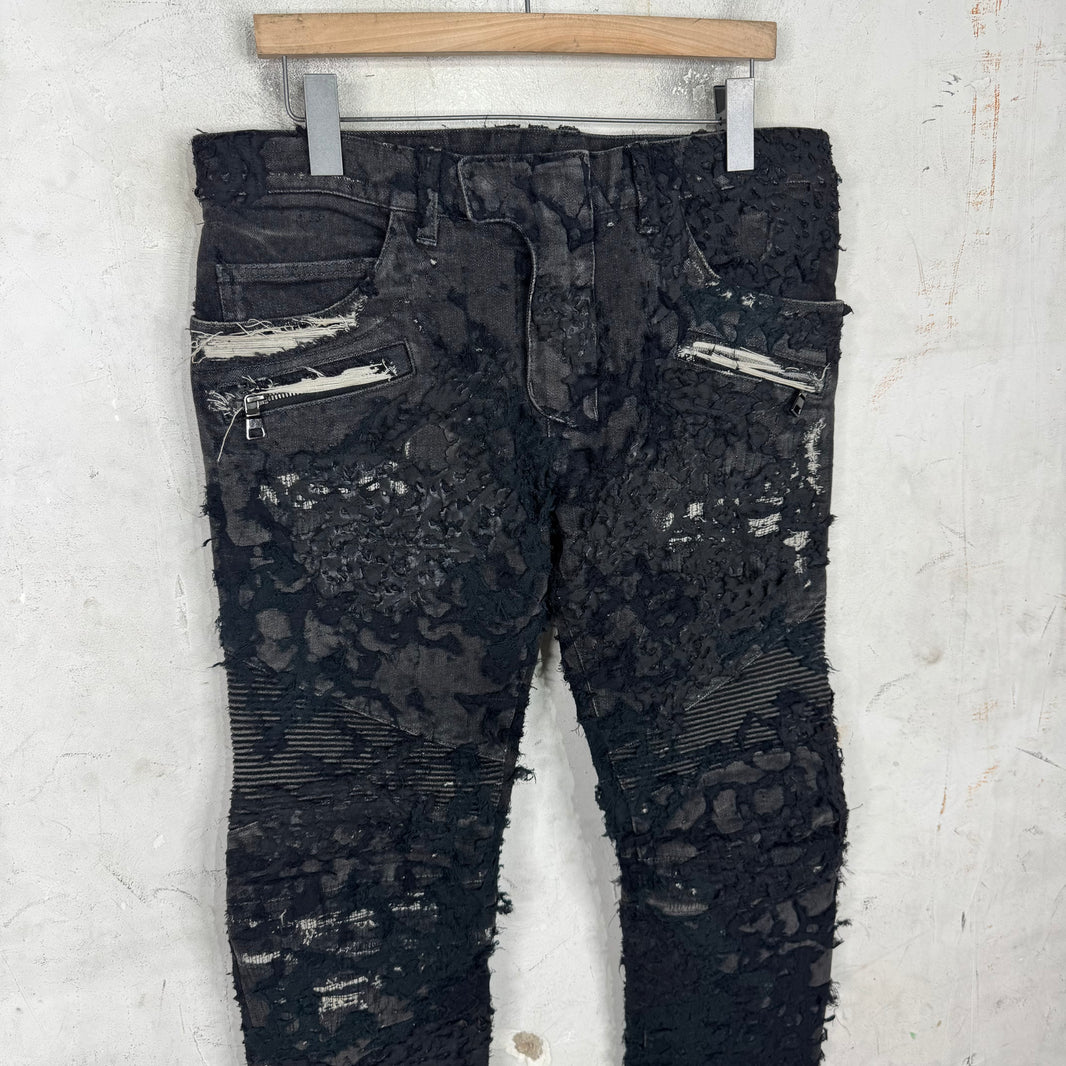 Balmain Custom Laced Boro Biker Jeans