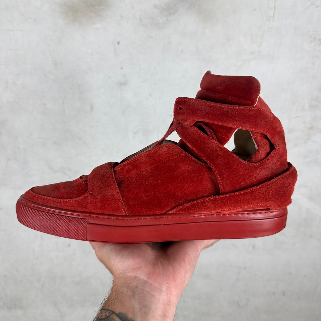 Giuliano Fujiwara Red Suede Skeleton Sneakers