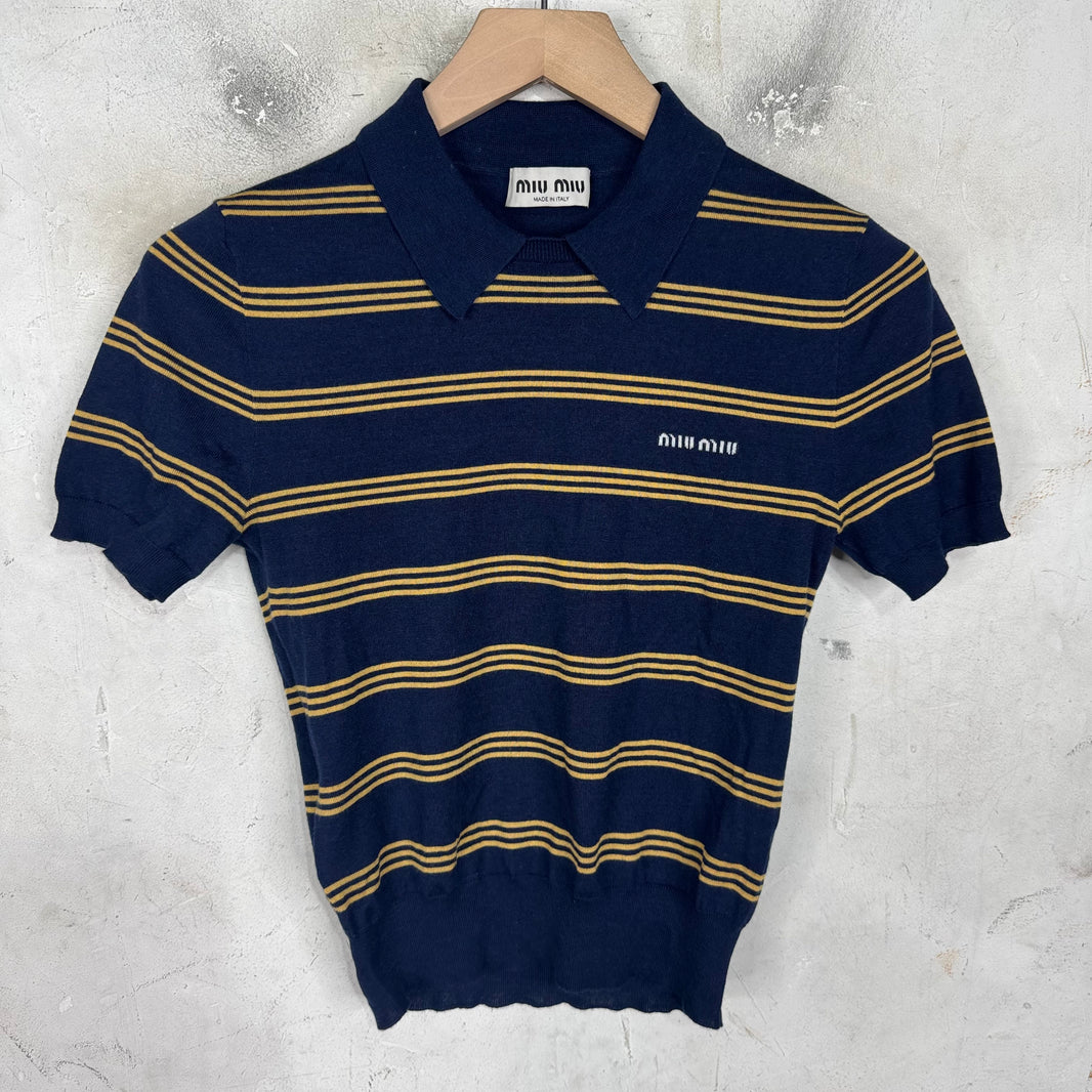 Miu Miu Striped Knitted Polo