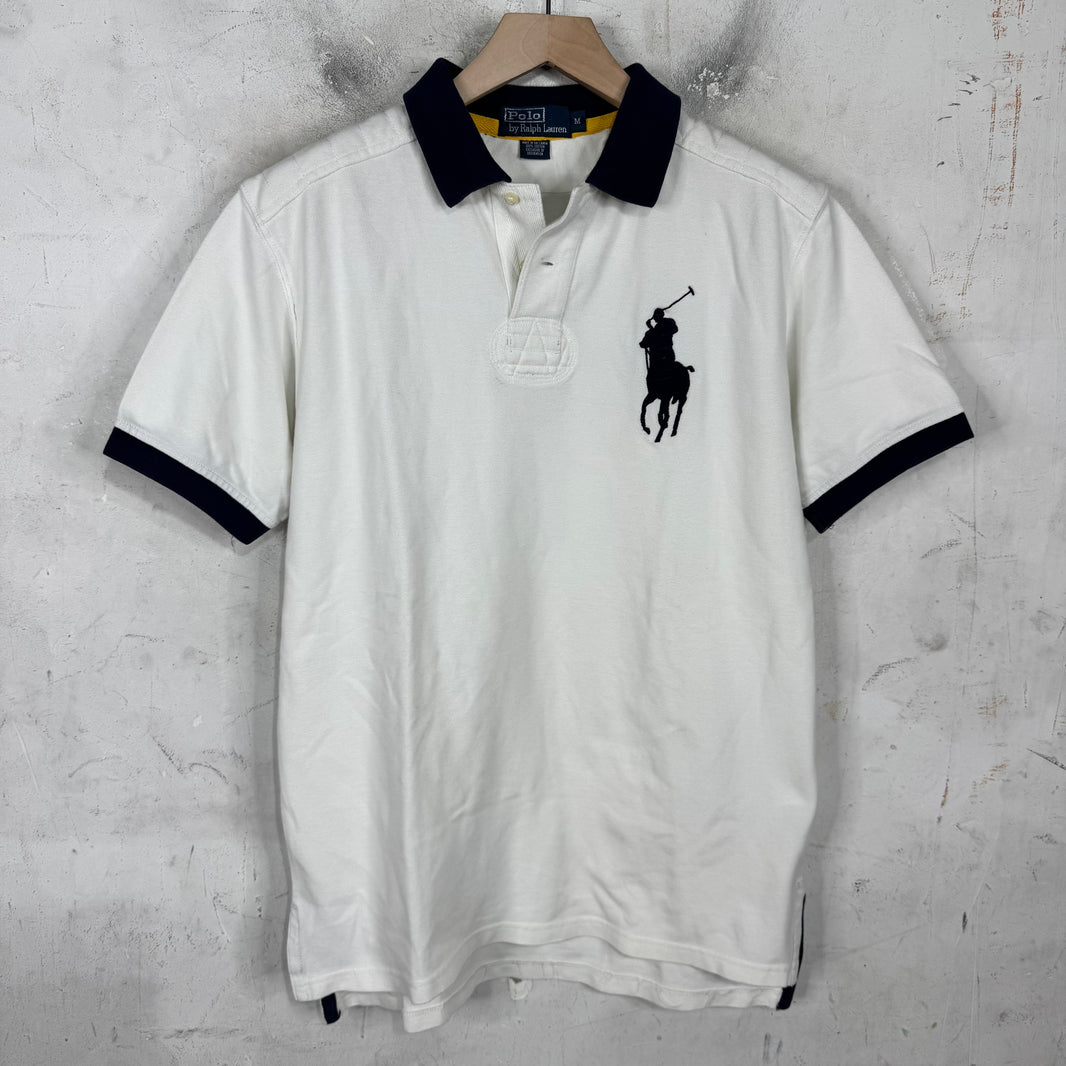 Ralph Lauren White/Navy Cuffed Big Pony Polo