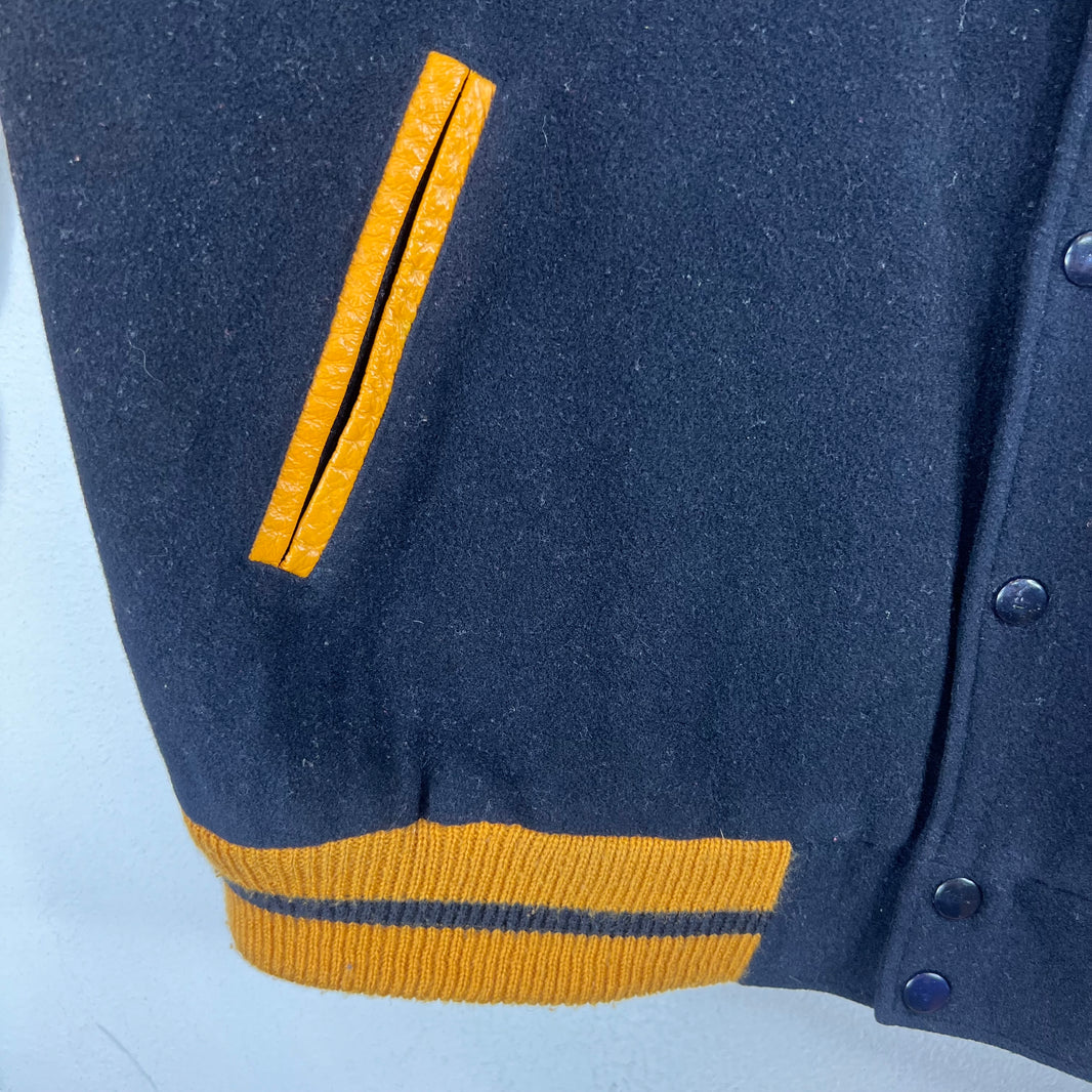 Stussy Big 4 Navy/Yellow Varsity Jacket