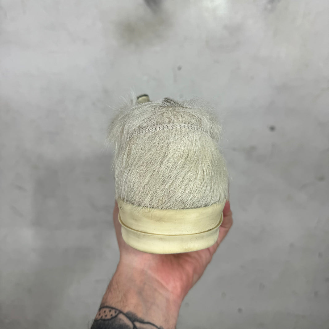 Rick Owens Cream Ponyhair Low Vans