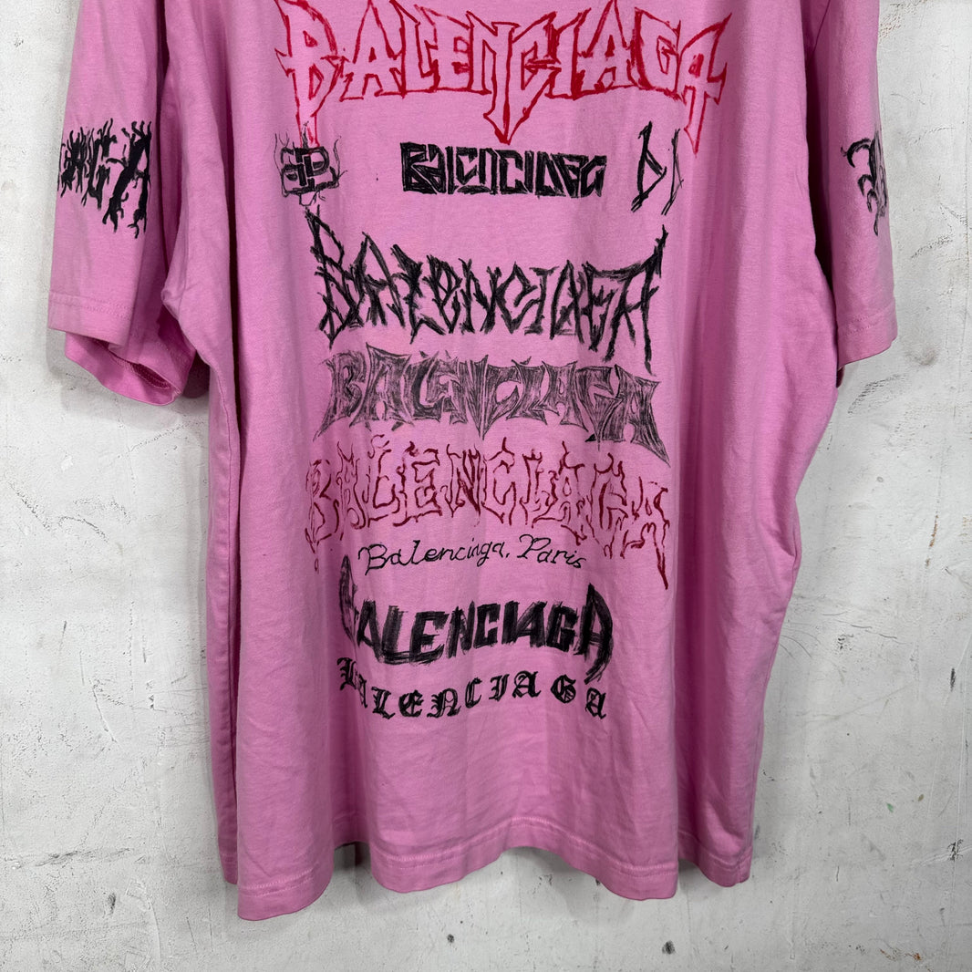 Balenciaga Multi Logo Stencil T-Shirt