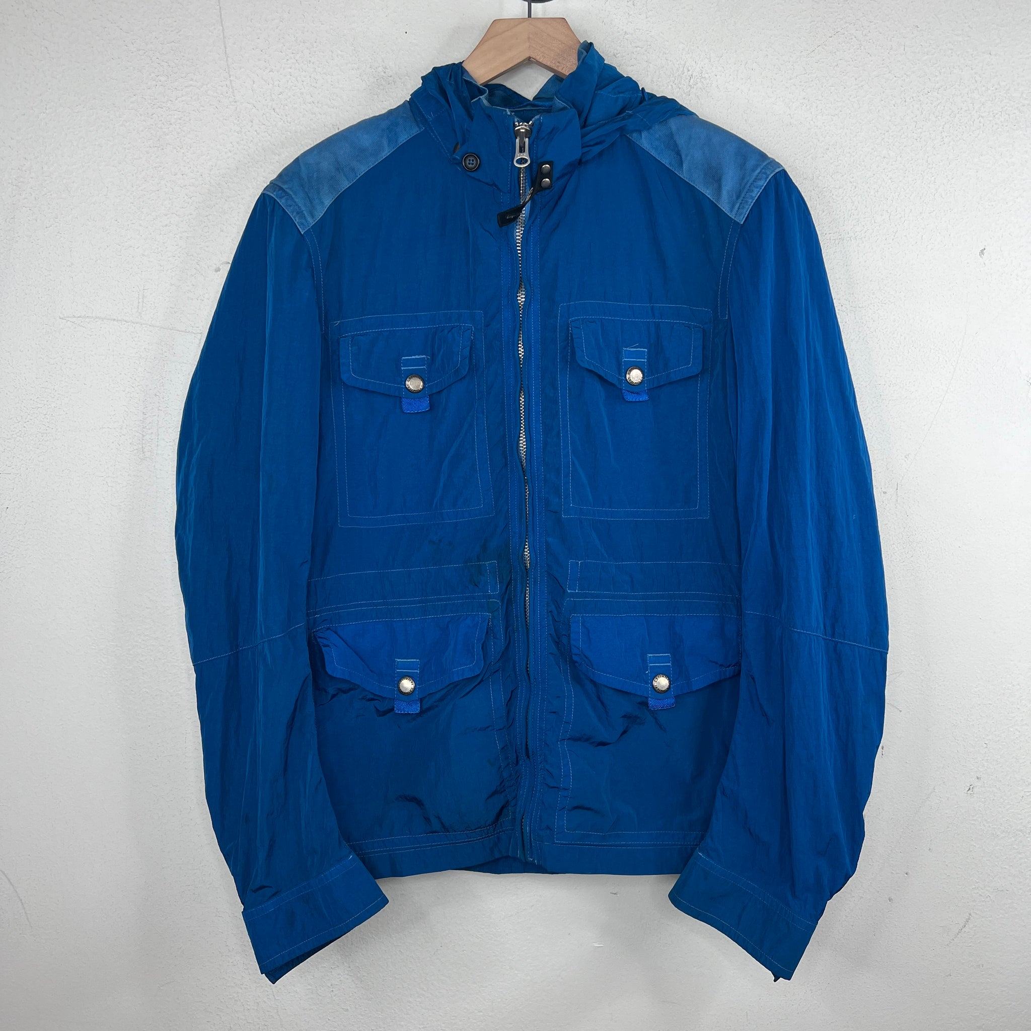CP Company Blue Polyamide Goggle Jacket