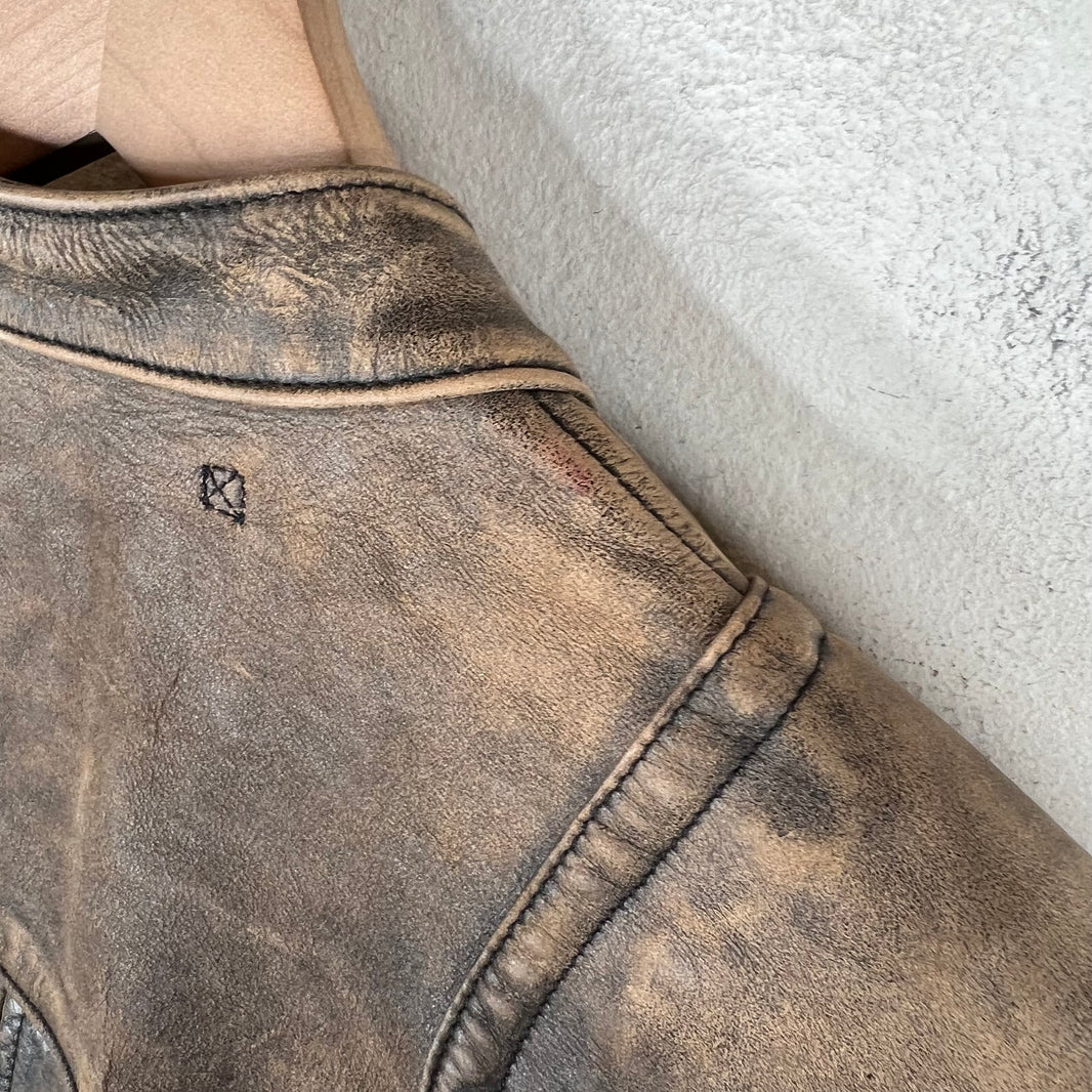 RRL Distressed Moto Leather Cowhide Jacket