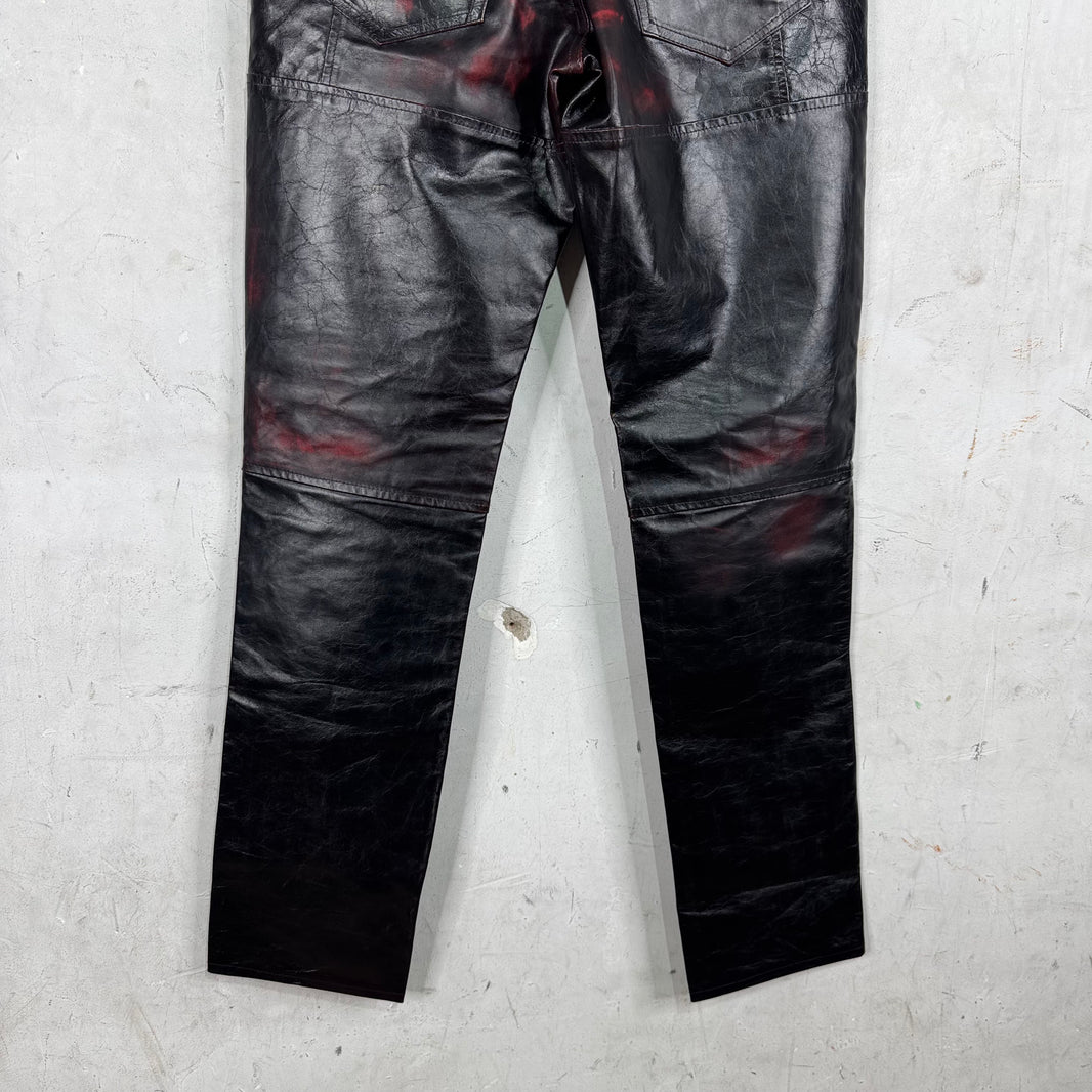 Martine Rose Leather Patina'd Distressed Pants