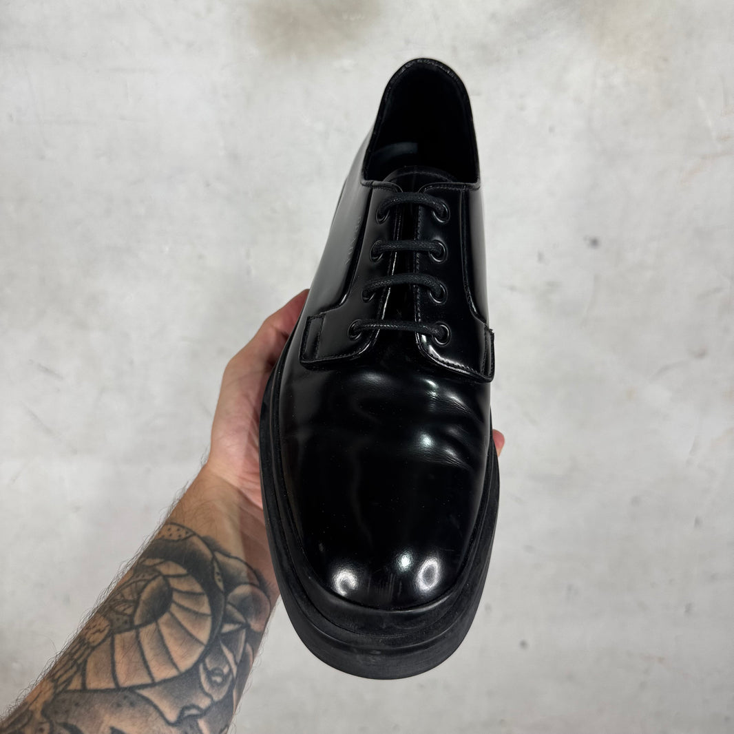 Prada Leather Flat Platform Sole Derbys