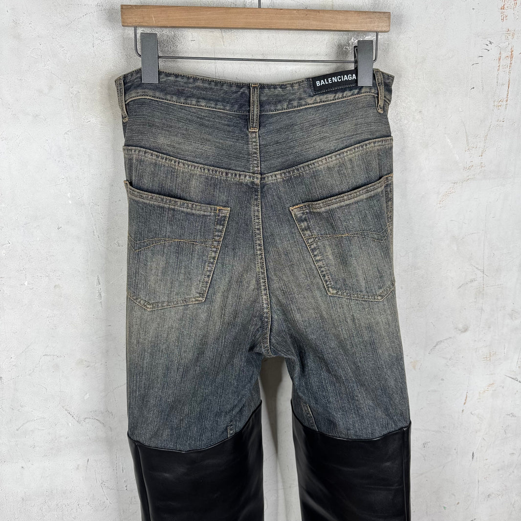 Balenciaga Denim Leather Pantashoe Heels