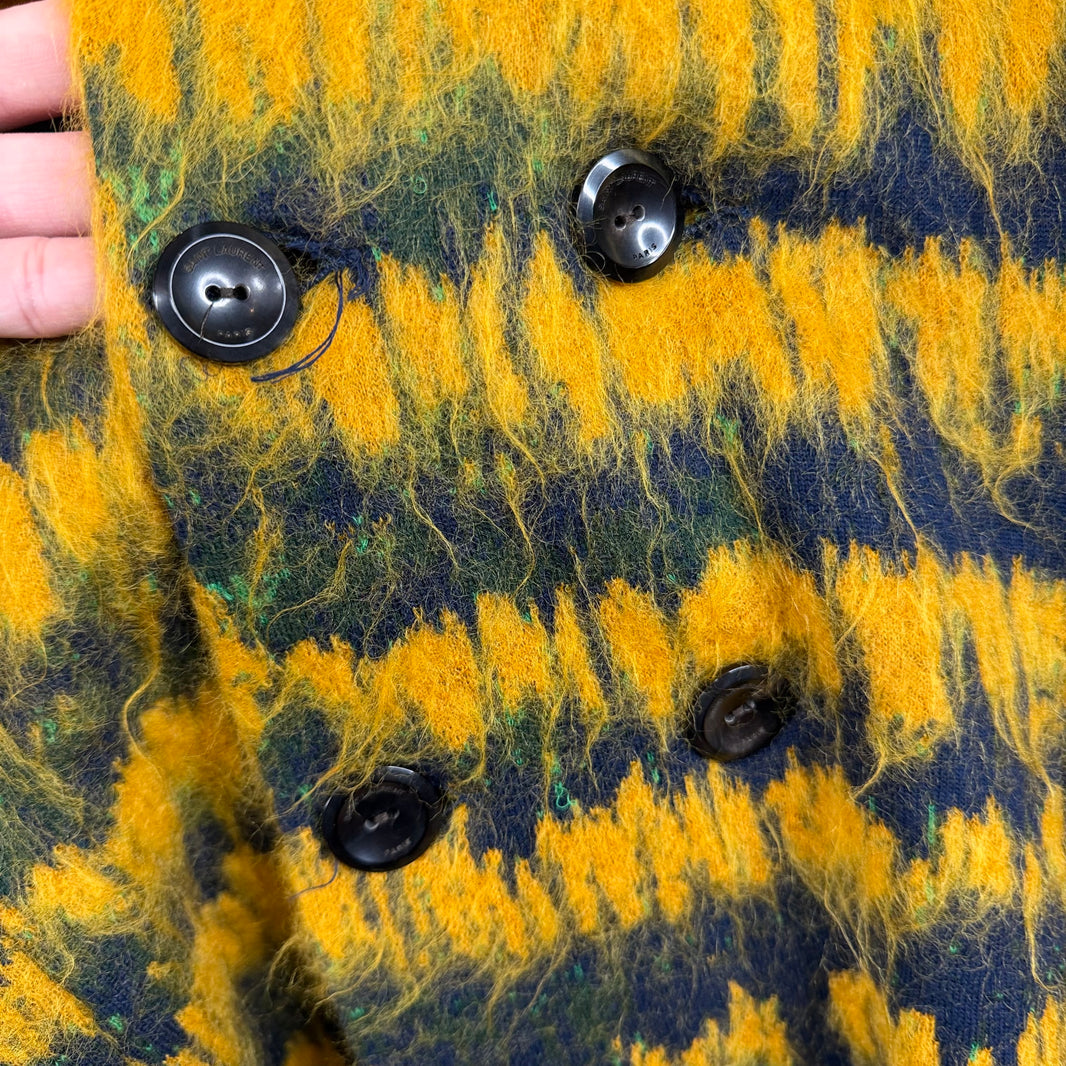 Saint Laurent Yellow Mohair Striped Cardigan