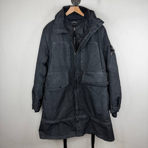 Stone Island Shadow Project Black Washed Double Layered Coat