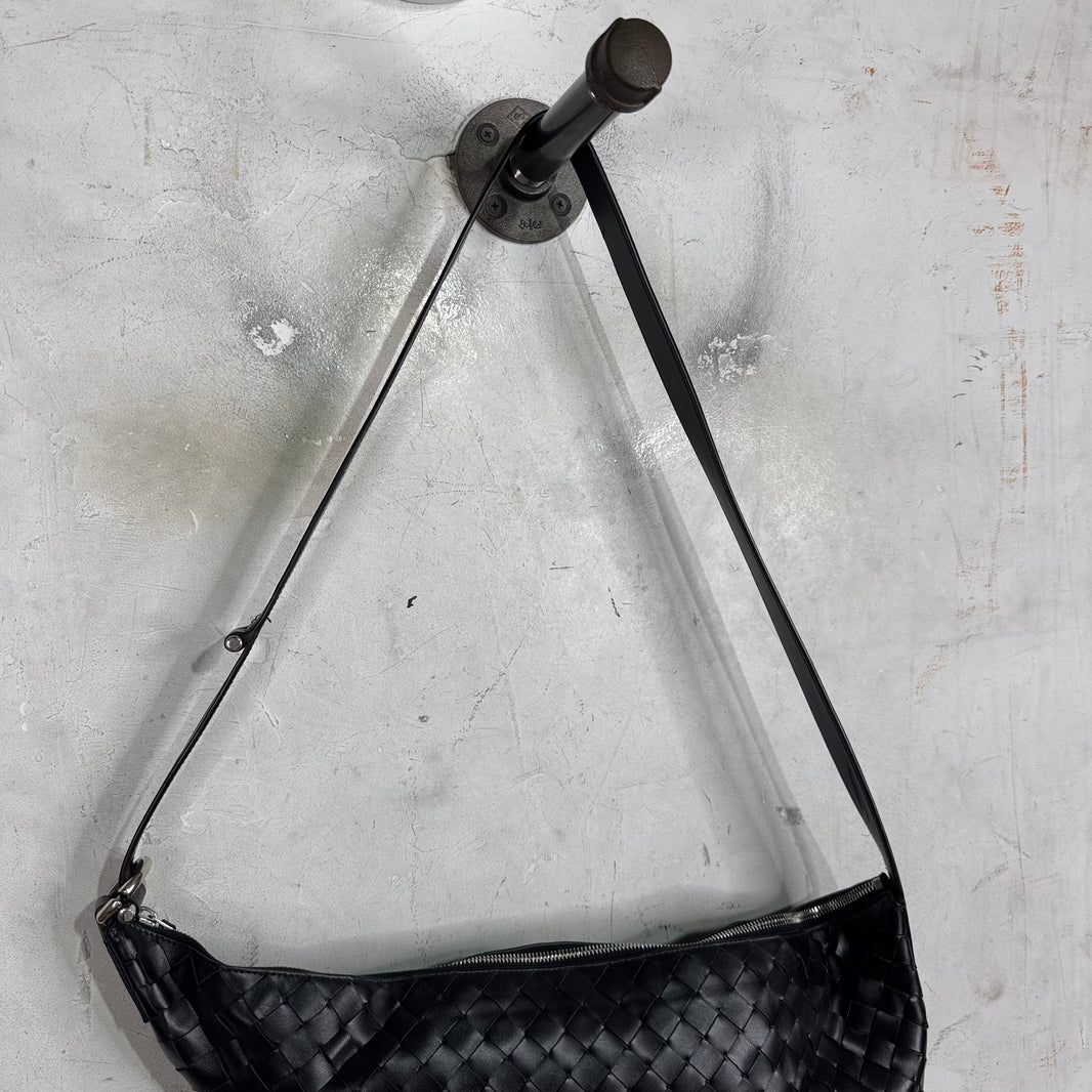 Bottega Veneta Intrecciato Woven Leather Virgule Bag