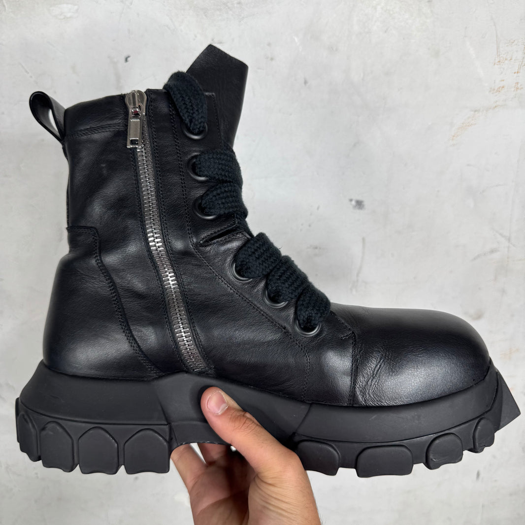 Rick Owens Triple Black Jumbo Lace Tractor Boots