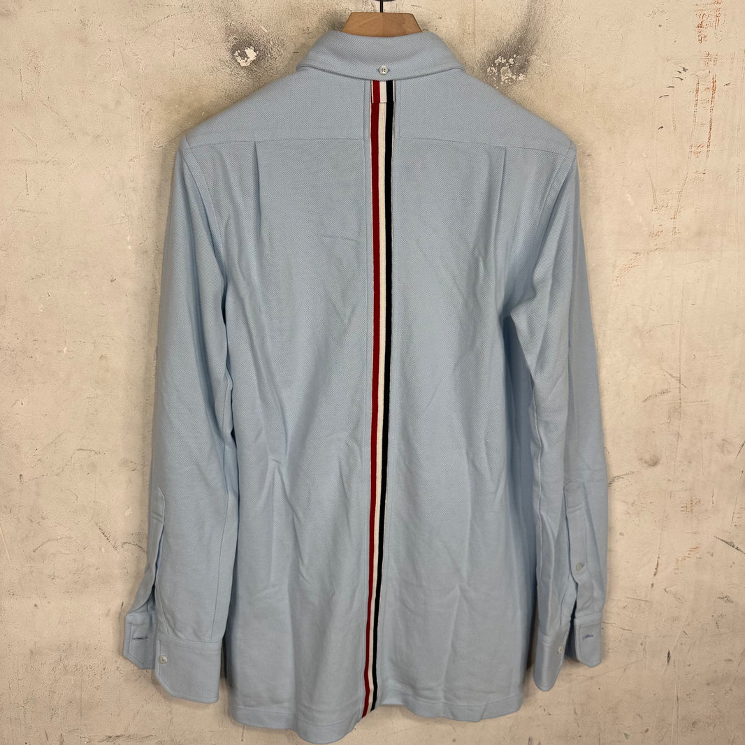 Thom Browne Light Blue Cotton Jersey Button Up
