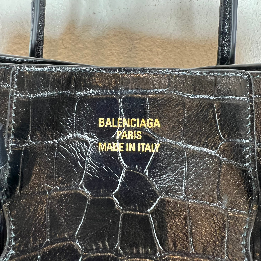 Balenciaga Medium Croc-Embossed Bel-Air Bag