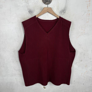 Issey Miyake Maroon Pleates Sleeveless Shirt