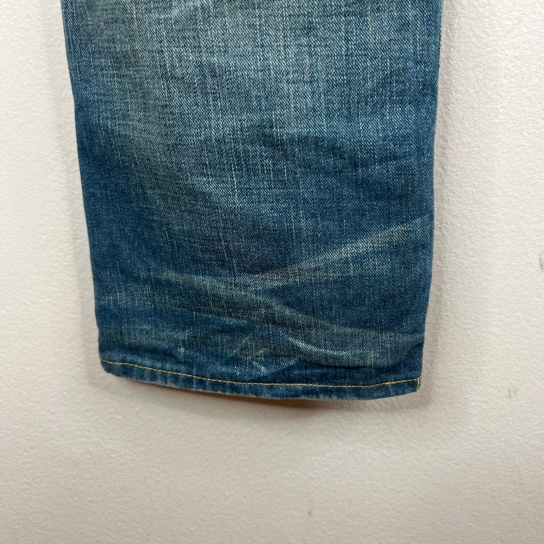 RRL Blue Washed Repaired Jeans