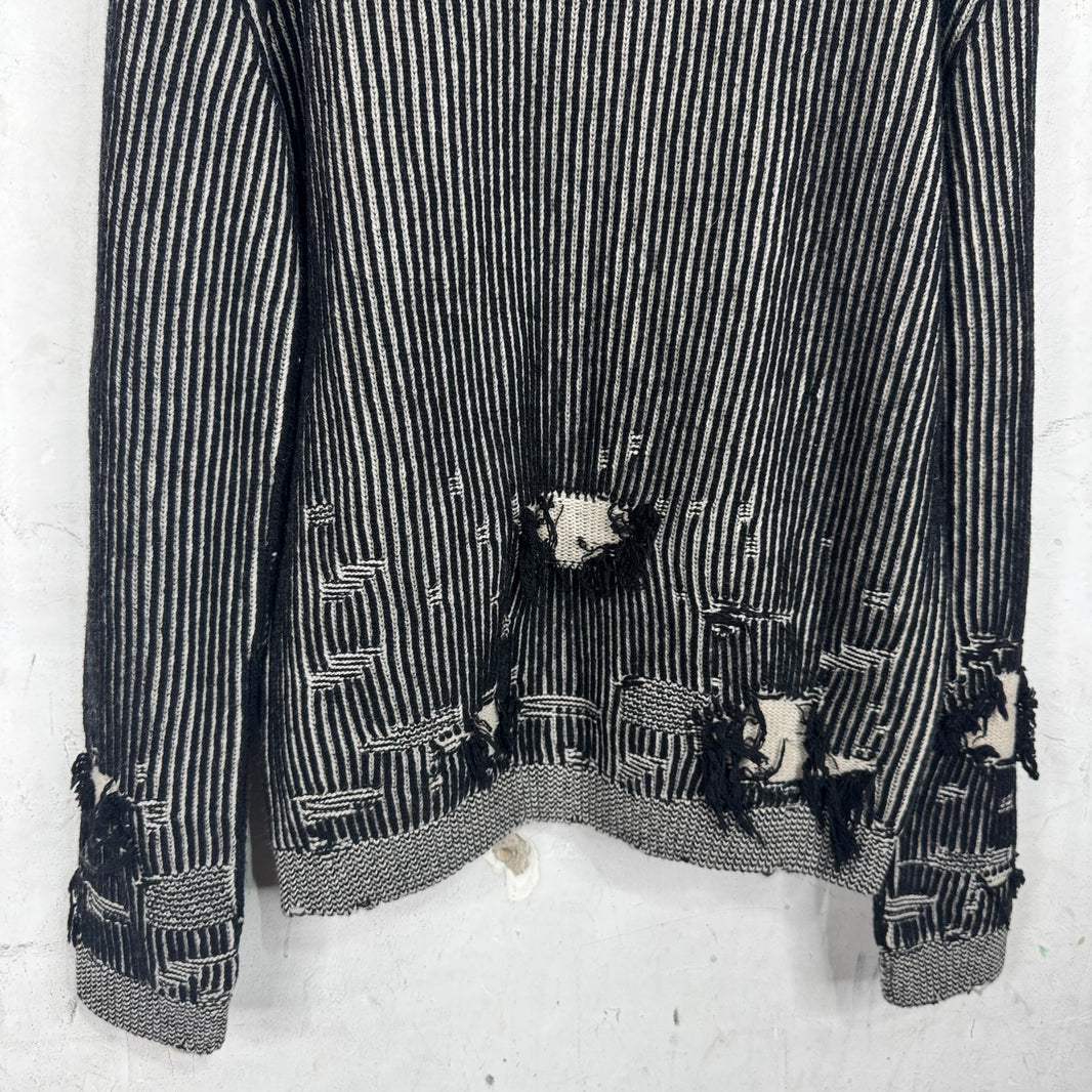MM6 Black Distressed Zip Sweater