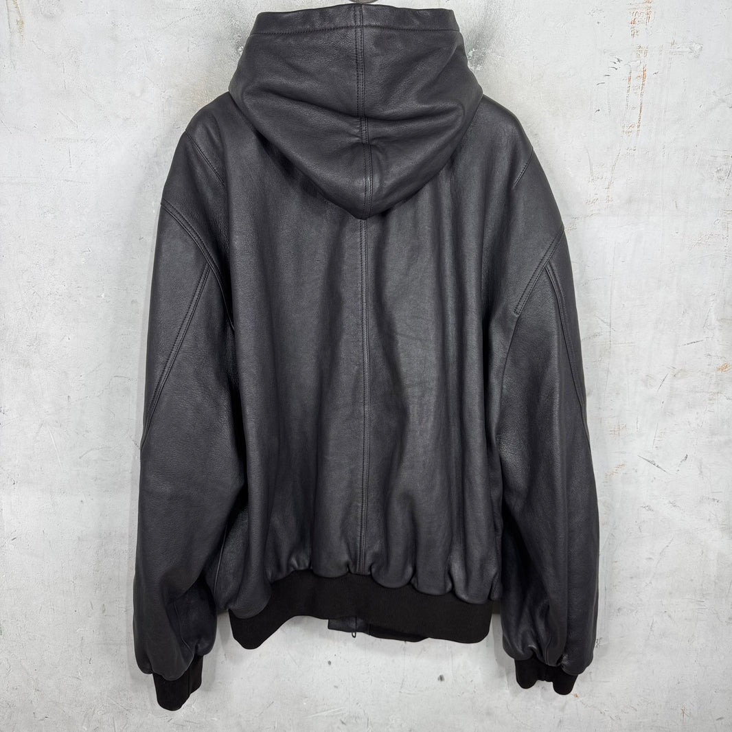 Balenciaga Brown Taxi Hooded Leather Jacket