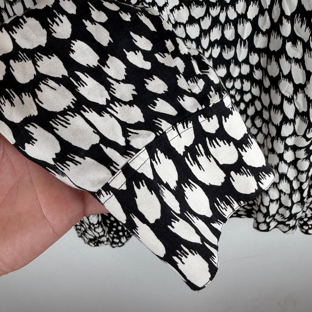 Celine Black/White Printed Viscose Button Up Shirt