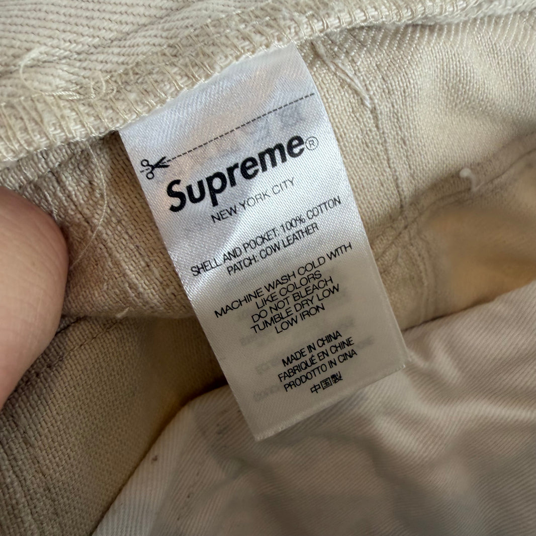 Supreme White Patchwork Jean Shorts